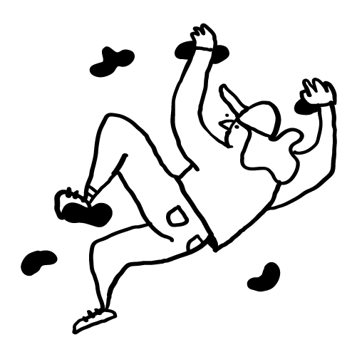 Figur die eine Wand hochklettert